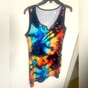 Multicolored Tie-dye Black Lightweight Women’s Dress
